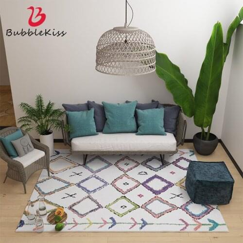 Bubble Kiss Nordic Style Colorful Geometric Pattern Area Rugs for Living Room Home Anti-wrinkle Bedroom Carpets Comfortable Mat