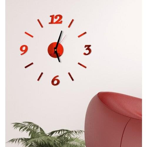 Modern 3D Wall Clock Mirror Wall Stickers Removable Self-Adhesive Art Wall Clocks Office Home Living Room Decor Quartz Needle