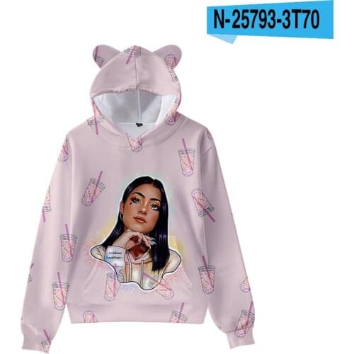 Popular Print Charli D'Amelio Hoodies Boys/Girls Cat ears Sweatshirts Kids children Spring Autumn Charli Damelio Merch Tops