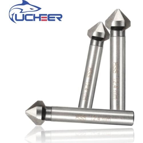 UCHEER 1/3/5/8pcs 3 Flute 90 HSS Countersink chamfering tool 18/25/30/35mm Wood Steel Chamfer Cutter Power Tool