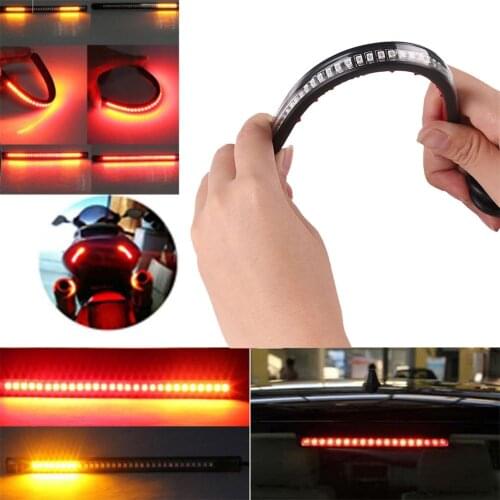 Universal Flexible LED Motorcycle Light Strip Auto Accessaries Motorbike LED Tail Lamp Plate Light Brake Stop Turn Signal Strip