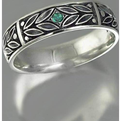 USTAR Vintage Ethnic Carving Leaf Rings for women men lovers jewelry Antique silver color finger rings male anel party