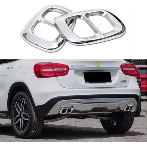 Yubao 2PCs Silver Stainless Steel Car Accessories for Mercedes Benz GLA Class 2015-2018 Rear Cylinder Exhaust Pipe Cover Trim