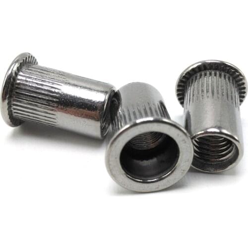 M3 m4 m5 m6 m8 m10 m12 Rivet Nut, 304 Stainless Steel Flat Head Rivet Nut Kit,Threaded Inserts knurled body rivet nuts ,K006