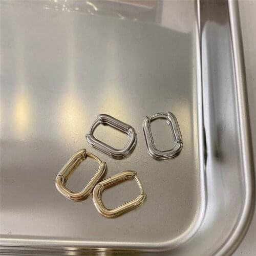 AOMU Elegant Golden Silver Color Rectangle Earrings Simple Personality U-shaped Open Hoop Earrings for Women Boucle D'oreille