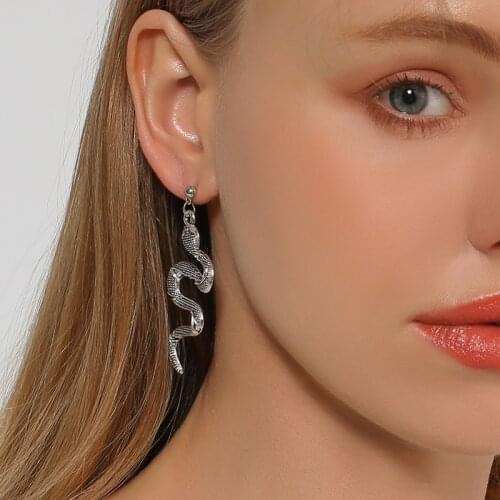 Europe Jewelry Personality Distorted Snake Geometric Female Exaggerated Embossed Stud Earrings