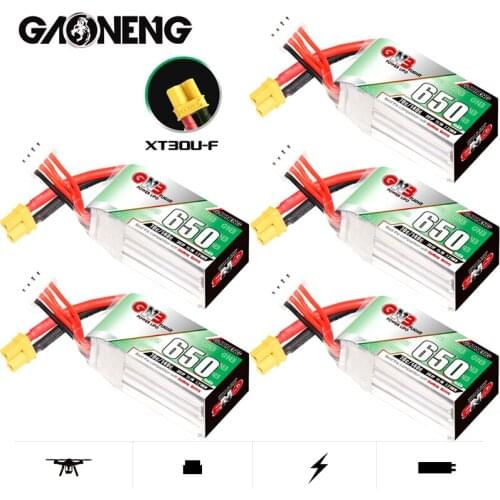 1-5PCS GNB 11.1V 3S HV Lipo Battery 650mAh 70C/140C with XT30U-F Plug for FPV Racing Drone 4 axis UAV RC Quadcopter RC Drone