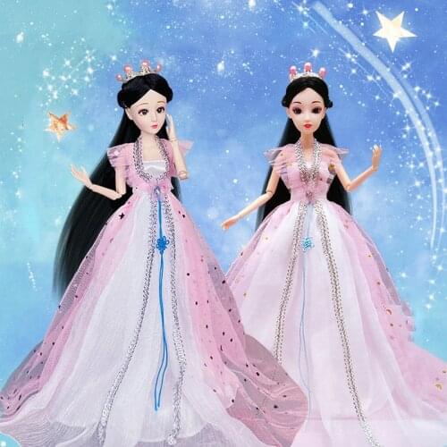 1/6 Scale 30cm Ancient Costume Hanfu Dress Long Hair Fairy Princess Barbi Doll Joints Body Model Toy Gift For Girl C1251