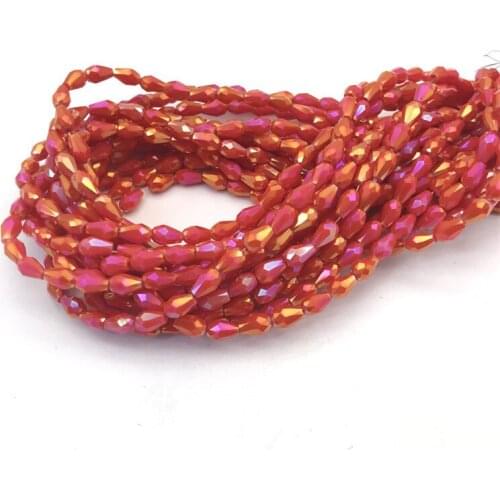 1 Strand 3x5mm Metallic AB Coating Color Rice Drop Shape Faceted Glass Beads for Jewelry Making Jewelry Diy Beads Wholesale