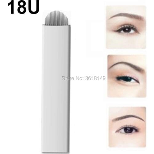 100pcs Lamina Tebori 18U 0.2mm Microblading Needles for Permannet Makeup Stainless Steel Tattoo Blades Eyebrow Lip Manual Pen