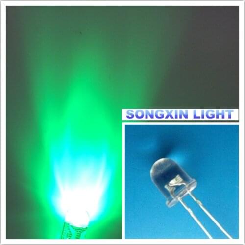 1000pcs Ultra Bright 8mm LED Transparent Round GREEN F8 8 mm Light Emitting Diode LED Diode 515-525NM