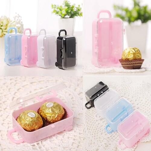 12pcs Mini Rolling Travel Suitcase Box Wedding Favors Party Candy Kids Party Favors Box Baby Shower