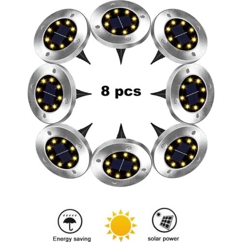 2-8pcs 8 led Solar Power Buried Light Ground Lamp Outdoor Path Way Garden Decking Underground Lamps Dropshipping smart