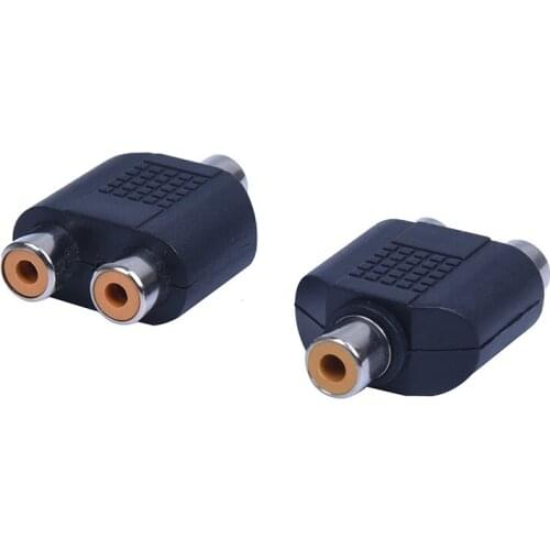 2 pcs RCA AV splitter Y adapter 1 female 2 female, black