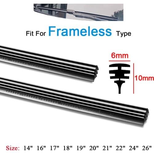 2 PCS Universal 26" 24'' 22''21'' 20''19''18''17''16Car Rubber Frameless Windshield Wash Wiper Blade Cut To Size Car Accessories