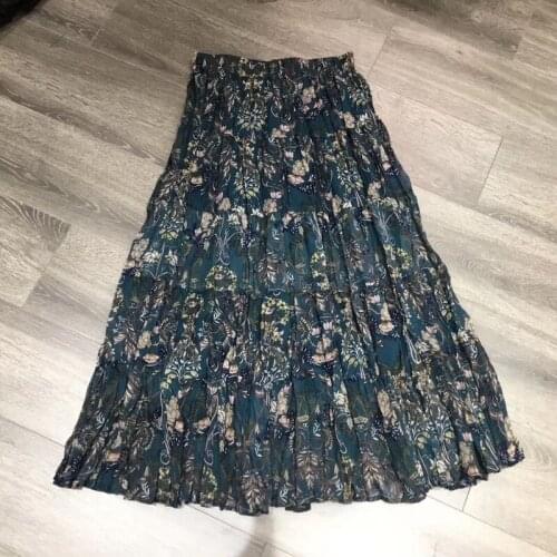 2020 summer new temperament wild pleated print was thin high waist skirt