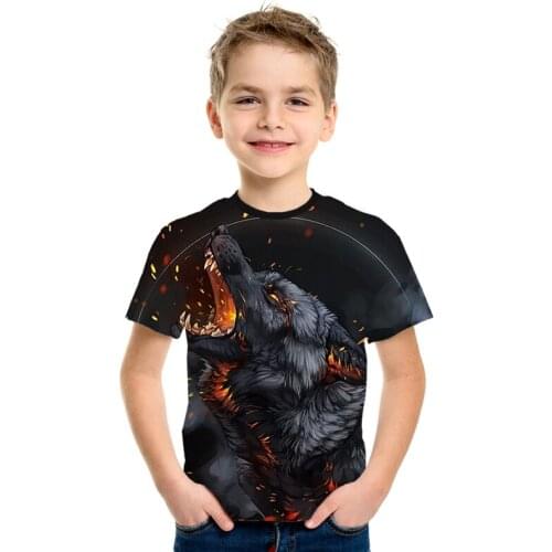 2020 Summer Kids Fashion 3D T-shirt Animal Wolf USA Flag Eagle Printed Boys Girls T shirt Children Casual Tshirts Tops 4-13 Year