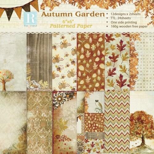 24Pcs/Lot Autumn Retro Material Papers DIY Scrapbooking Album Diary Gift Decorative Paper Scrapbooking Paper
