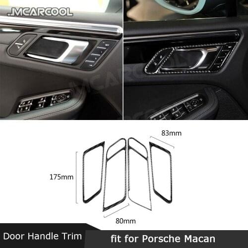 4 PCS Carbon Fiber Inner Door Handle Frame Decoration Cover Trim Stickers for Porsche Macan 2015-2018 Car Accessories