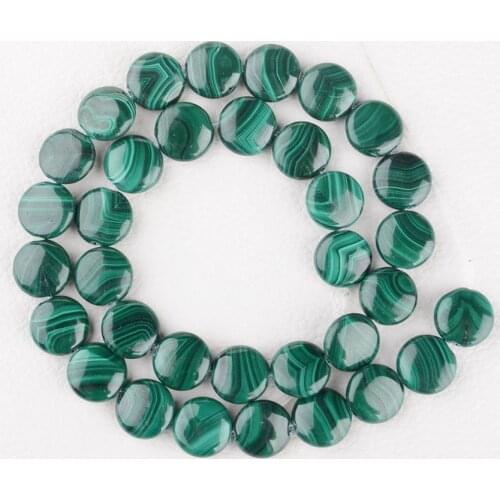 8-14mm Strands Womens AA Top Malachite Coin Beads Strand-15.5"
