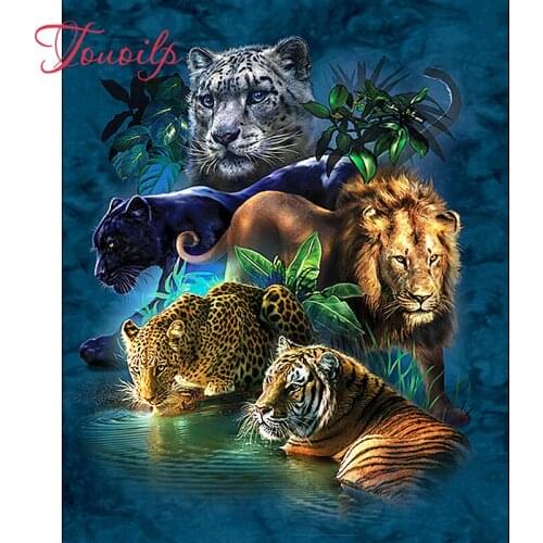 5d diy Diamond embroidery Lion and tiger leopard diamond painting Cross Stitch full square&round drill Rhinestone mosaic decor