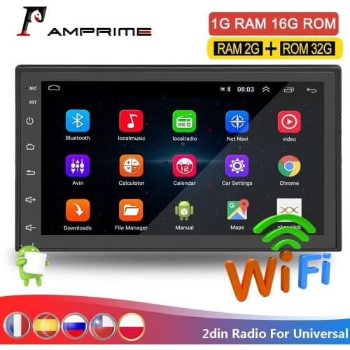 AMPrime 2 din Car Radio 7" Autoradio Android Car Multimedia GPS Bluetooth FM/USB/AUX MP5 Player 2din Car Stereo Backup Monitor