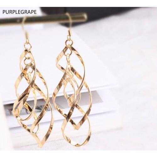 Fringe copper plated 18K gold color DIY accessories bracelet earrings pendant three-layer spiral jewelry material 6pcs