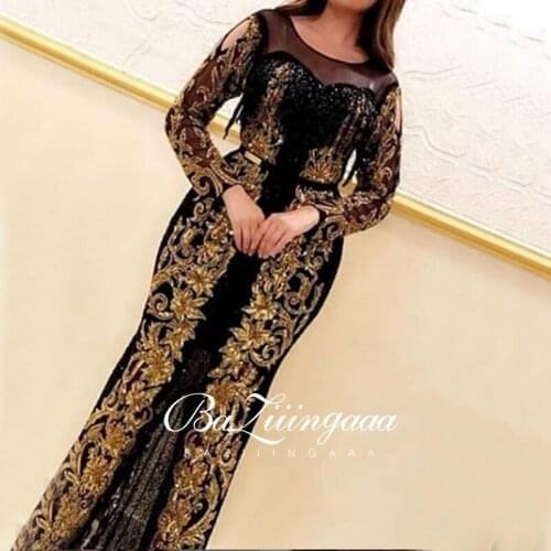 BAZIIINGAAA Luxury Ball Gown Long Woman Gown 2021 Sequins Evening Dresses Parties Robe de bal Plus Size Prom Party Gowns