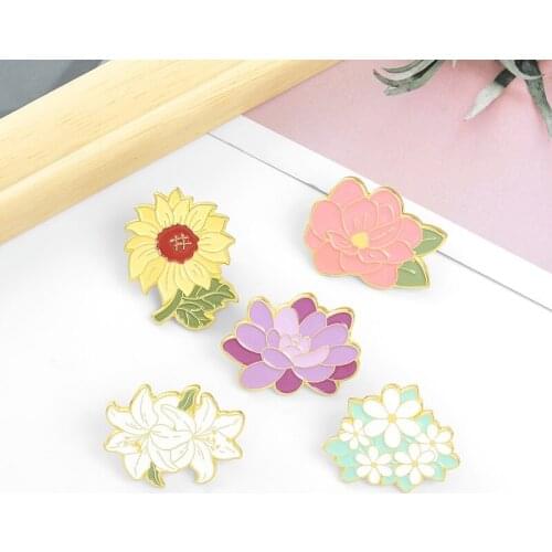 Plant Flowers Brooch Clothing Shirt Lapel Pin Flower World Enamel Pins Custom Badge Cartoon Jewelry Gifts To A Friend Wholesale