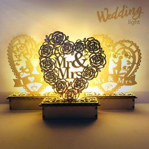 DIY Wooden Mr&Mrs Crafts Romantic Wedding Decoration Bridal Proposal LED Night Light Valentines Day Party Favor Gifts for Girls