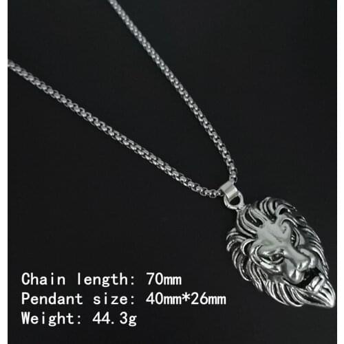 Gothic Eagle Tiger Lion Pendant Long Chain Necklace Punk Stainless Steel Animal Man Necklace Jewelry Halloween Party Necklace