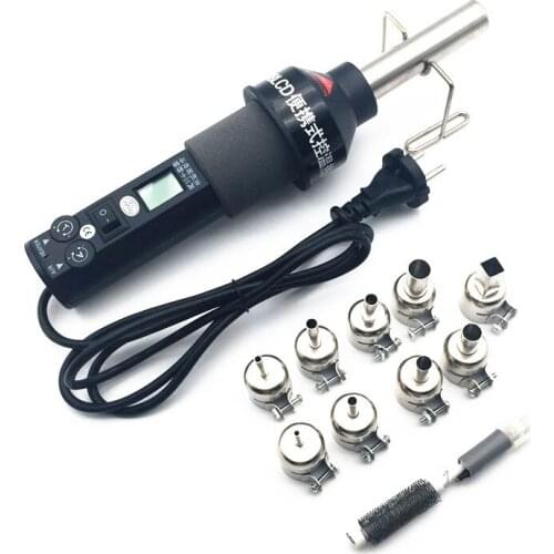 Hot Air-Gun Soldering Tools 220V LCD Blower Adjustable Electronic Heat-Gun, Bending Pipe, with 9 Nozzle Kit,EU Plug