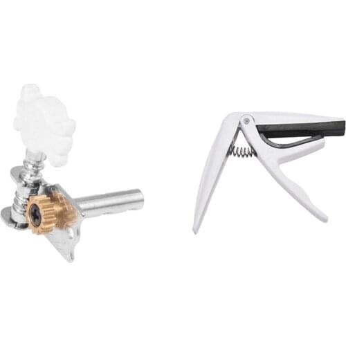 Key Mechanics Tuning Peg for Guitar Acoustic Electric & Quick Change Trigger Capo Key Clamp 02 White