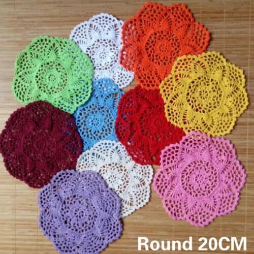 Round 20CM Vintage Cotton Handmade Crochet Flower Wedding Doily Table Coaster Cup Coffee Mat Insulation Pad Christmas Placemat