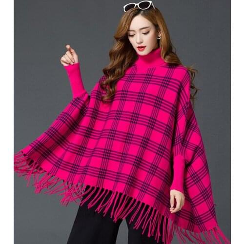 Mingjiebihuo New fashion winter womens fashion plaid temperament wild shawl warm thick comfortable soft loose outdoor poncho