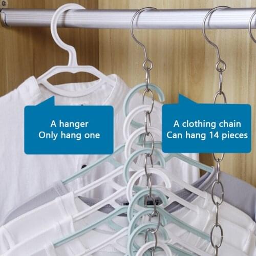 Multiple Clothes Metal Hanging Chain With Hook Apparel Shop Multi Coat Hangers Display 14 hanging hole wardrobe clothes chain