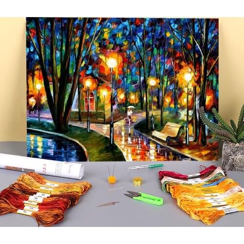 Park By The Lake Pre-Printed 11CT Cross-Stitch DIY Embroidery Set DMC Threads Handiwork Painting Handmade Craft Sales Mulina