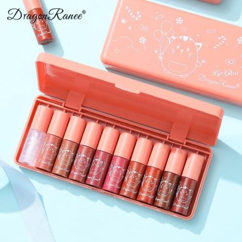DRAGON RANEE 10Pc Liquid Lipstick Set Comestic Lip Glaze Longlasting Matte Velvet Silky Lip Gloss For Girl Gift Lip Makeup TSLM1