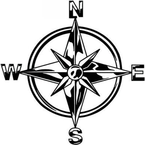 Car Stickers NSWE Tribal Compass Rose Nautical Star PVC Car Decoration Accessories Decals Creative Black/white,16cm*16cm