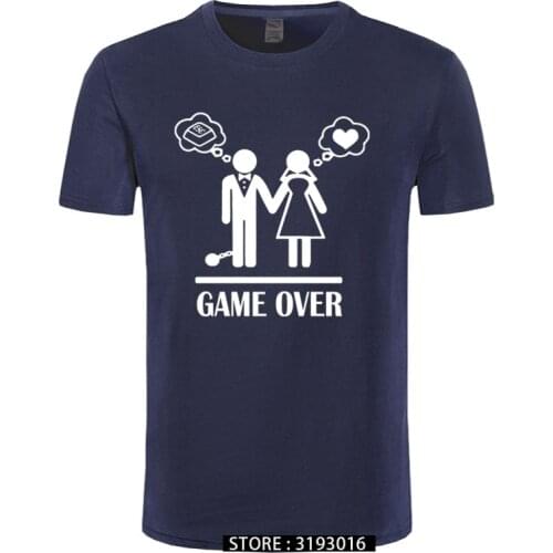 New Game Over Wedding Marriage Novelty Design T-shirt Couples Fashion Casual Summer Short Sleeve Cotton Tshirt Hip Hop Tees