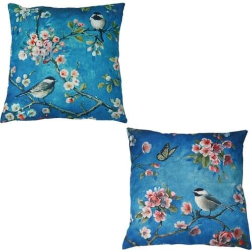 New Hand painted oil painting cherry blossom branch bird pillow car sofa cushions pillowcase