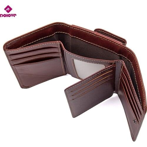 2017 New arrival genuine leather men wallets Retro High-quality Multi card short wallet Mens Cow Leather RFID Card Holder