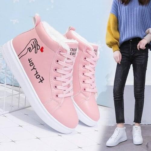 New Women Snow Boots Winter Plush Keep Warm Cotton Shoes Lace Up Velvet Ankle Boots Zapatos De Mujer Botas