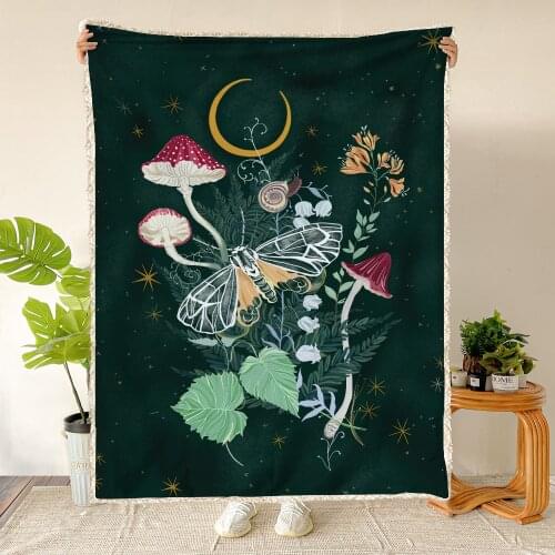 Butterfly 3D Print Symbol Plush Throw Blanket Sherpa Fleece Bedspread Blanket Vintage Bedding Square Picnic Wool Soft Blanket