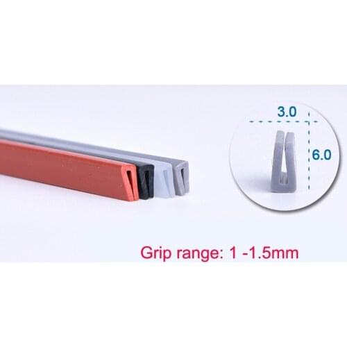 1 Meter Translucent Red Gray Black Silicone Rubber U Sealing Strip Glass Metal Wood Panel Edge Trim