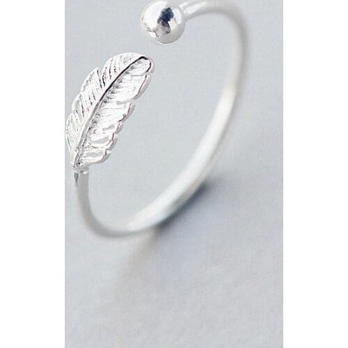 Retro Minimalist Silver Color Adjustable Finger Rings Women Personality Feather Arrow Leaf Opening Rings Girl Jewelry Best Gift