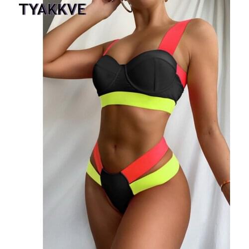 TYAKKVE Sexy Bikinis 2021 Mujer Women Swimsuit Female Floral Print Swimwear Bandage Bathing Suit Summer Beachwear Biquini