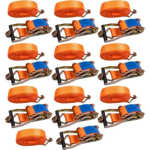 10x 5000kg Recovery Transport Heavy Duty 10m X 50mm Ratchet Tie Down Strap Trailer Cargo Belt Truck Tie Vehicle Luggage Tie