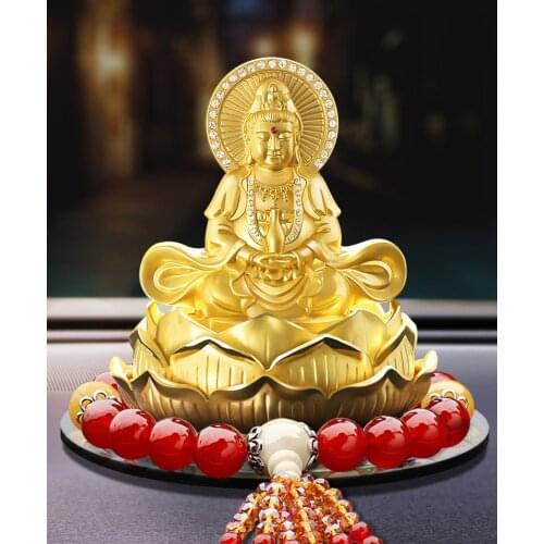 TOP GOOD # HOME OFFICE SHOP CAR TALISMAN PROTECTION # BLESS GOOD LUCK SAFE HIGH-GRADE GOLD GUANYIN BUDDHA FENG SHUI STATUE
