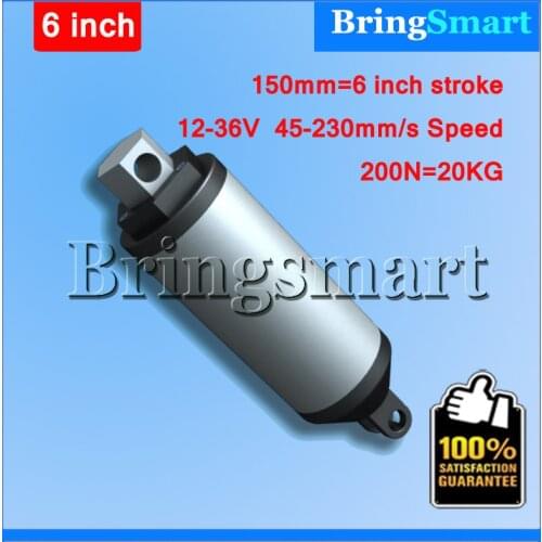 150mm 6 Inch Linear Actuator Tubular Motor 12V-36V DC Motor 45-230mm/s 200N Heavy Duty Electric Motor Waterproof Bringsmart